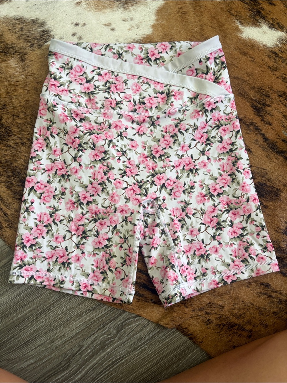 Floral High-Waist Bike Shorts - Pink Floral